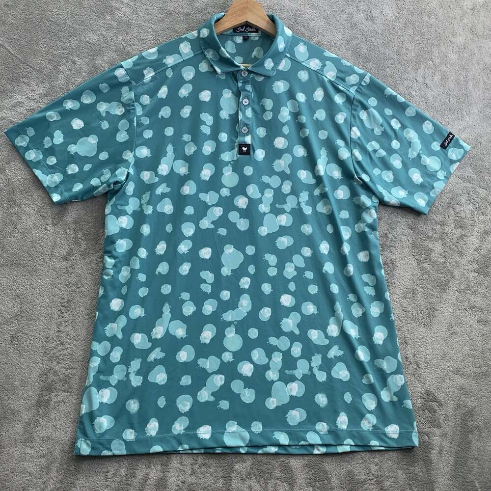 Bad Birdie Waterboy Emerald Golf Polo Shirt Mens Large Green Preppy Abstract